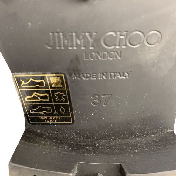 Jimmy Choo Cruz Black White Houndstooth Embellished Combat Lace-Up Boots EU 37 - Picture 9 of 10